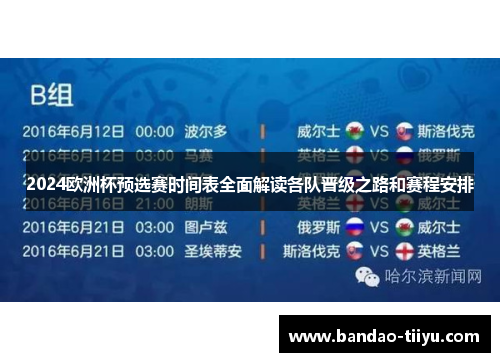 2024欧洲杯预选赛时间表全面解读各队晋级之路和赛程安排