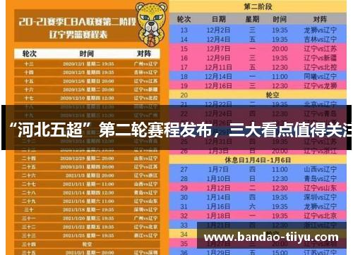 “河北五超”第二轮赛程发布，三大看点值得关注